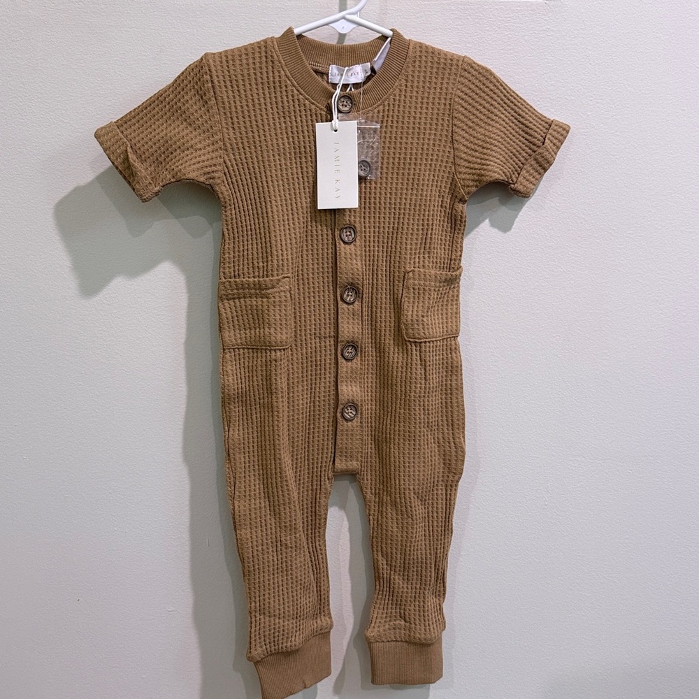 Jamie Kay Caramel Waffle Knit Kids Footie
